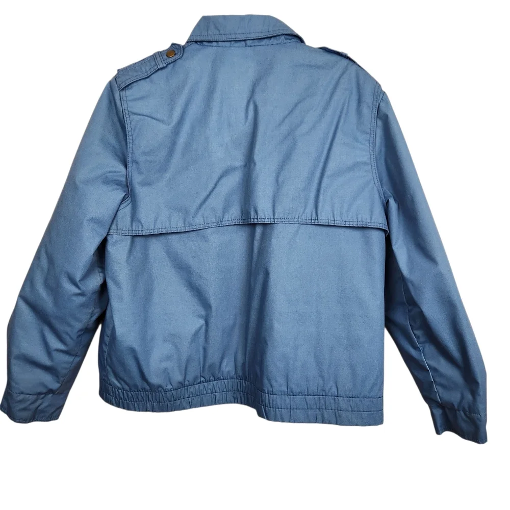 Sears Vintage Blue Bomber Work Jacket Corduroy Trim 70's 80's 90s Mens Size L